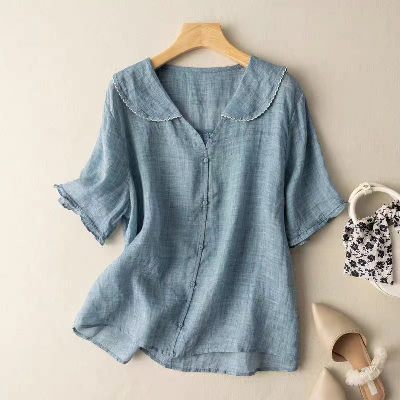 Blusa Retro de Ramio para Mujer