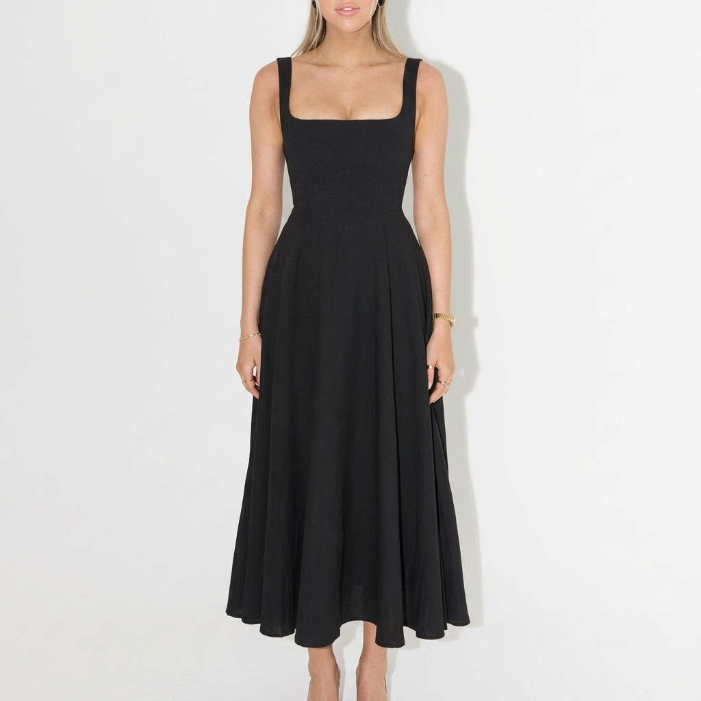 Vestido Midi de Tirante con Corte A para Mujer