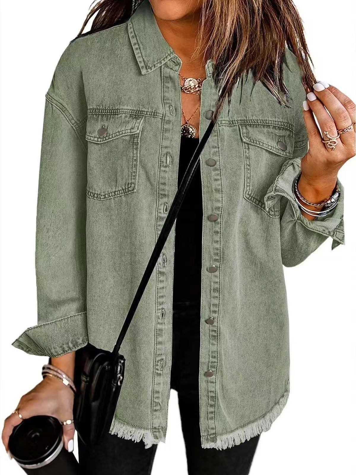 Chaqueta Camisera de Mezclilla Relajada para Mujer