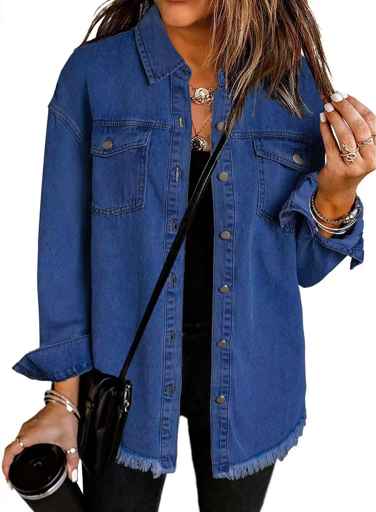 Chaqueta Camisera de Mezclilla Relajada para Mujer