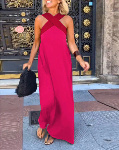 Vestido Largo sin Mangas con Tirantes Cruzados para Mujer