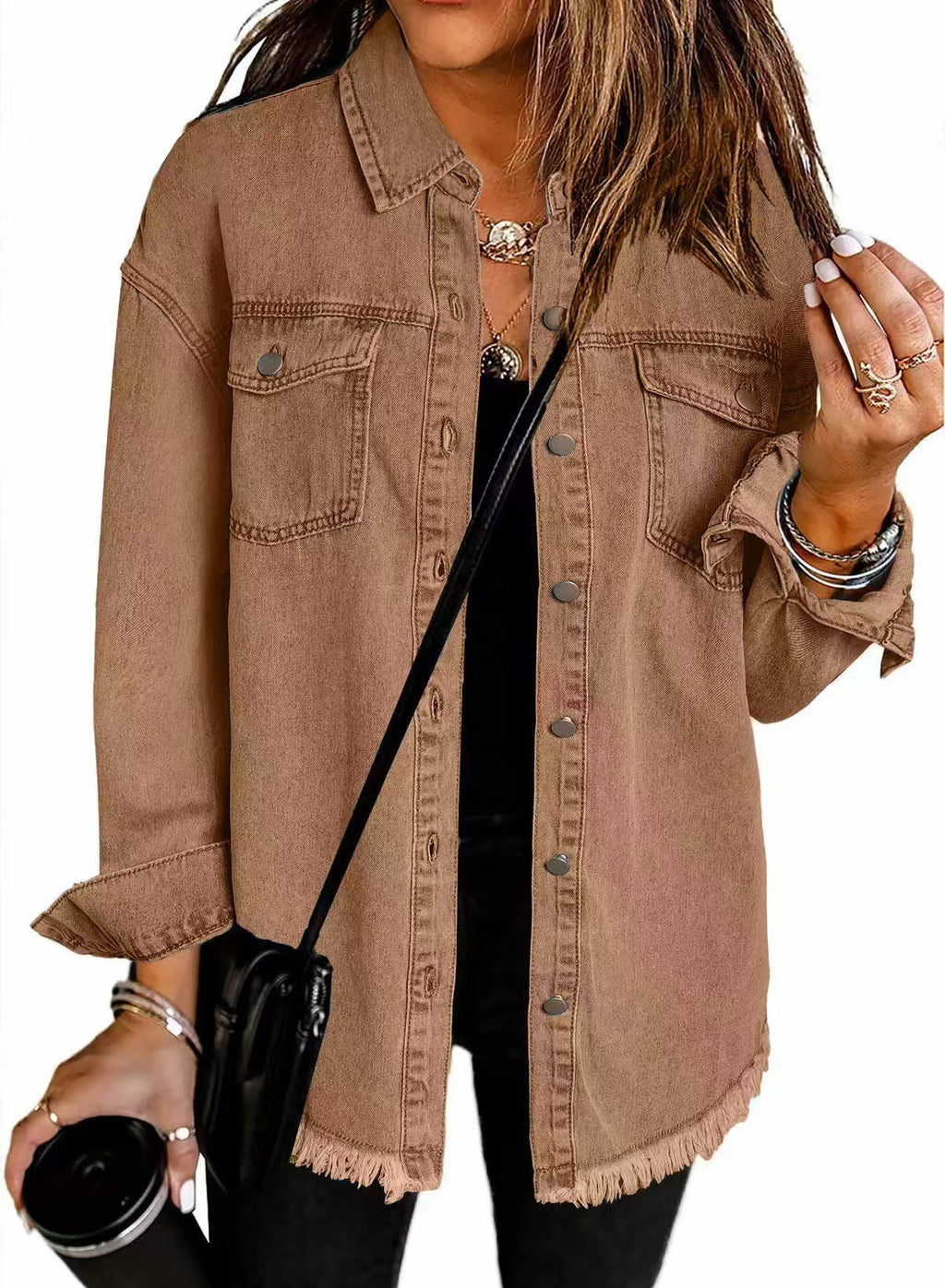 Chaqueta Camisera de Mezclilla Relajada para Mujer