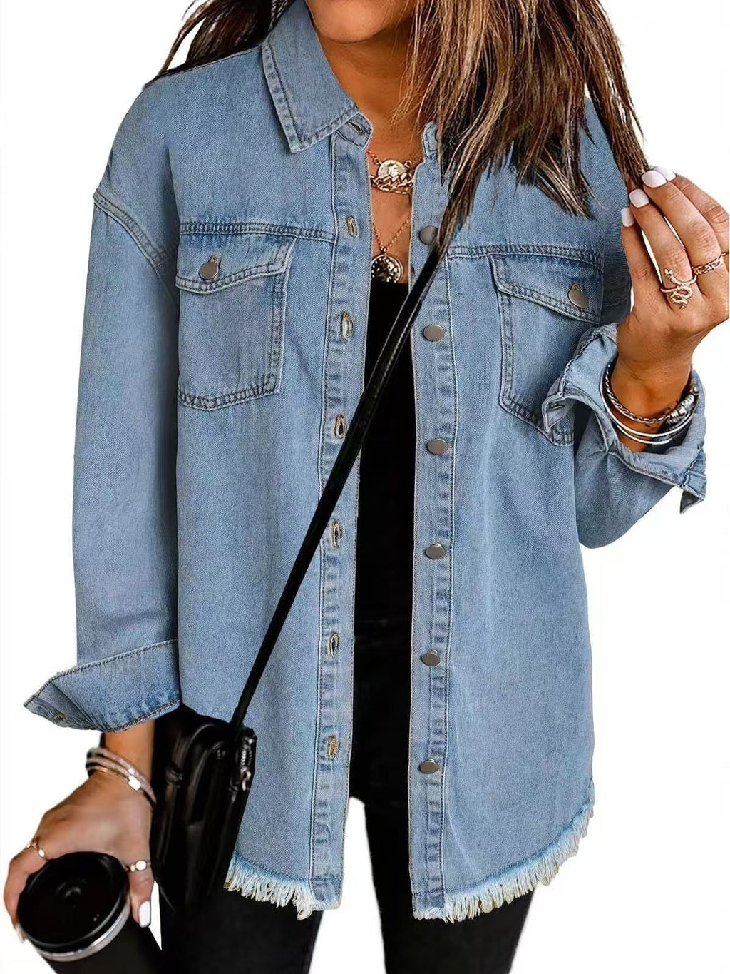 Chaqueta Camisera de Mezclilla Relajada para Mujer