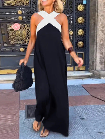 Vestido Largo sin Mangas con Tirantes Cruzados para Mujer