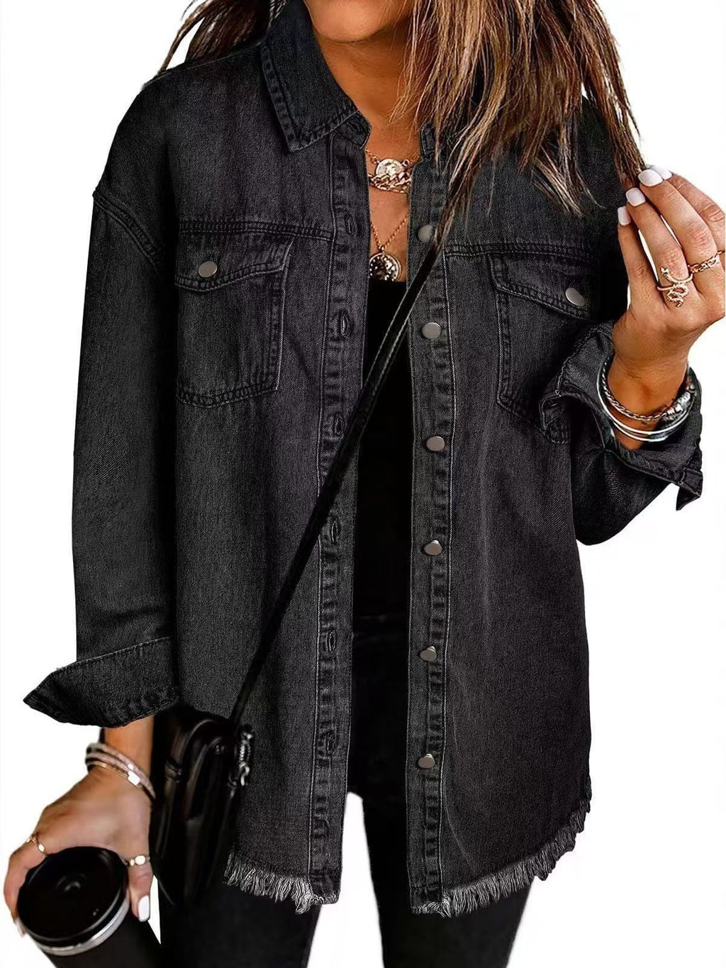 Chaqueta Camisera de Mezclilla Relajada para Mujer