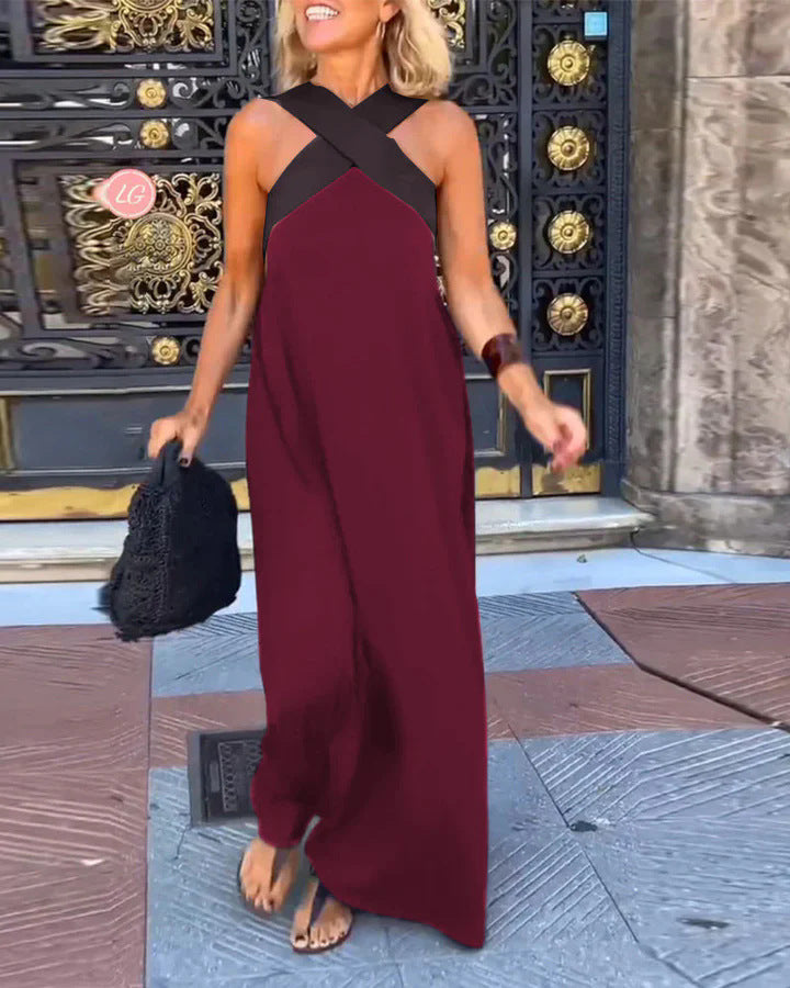 Vestido Largo sin Mangas con Tirantes Cruzados para Mujer