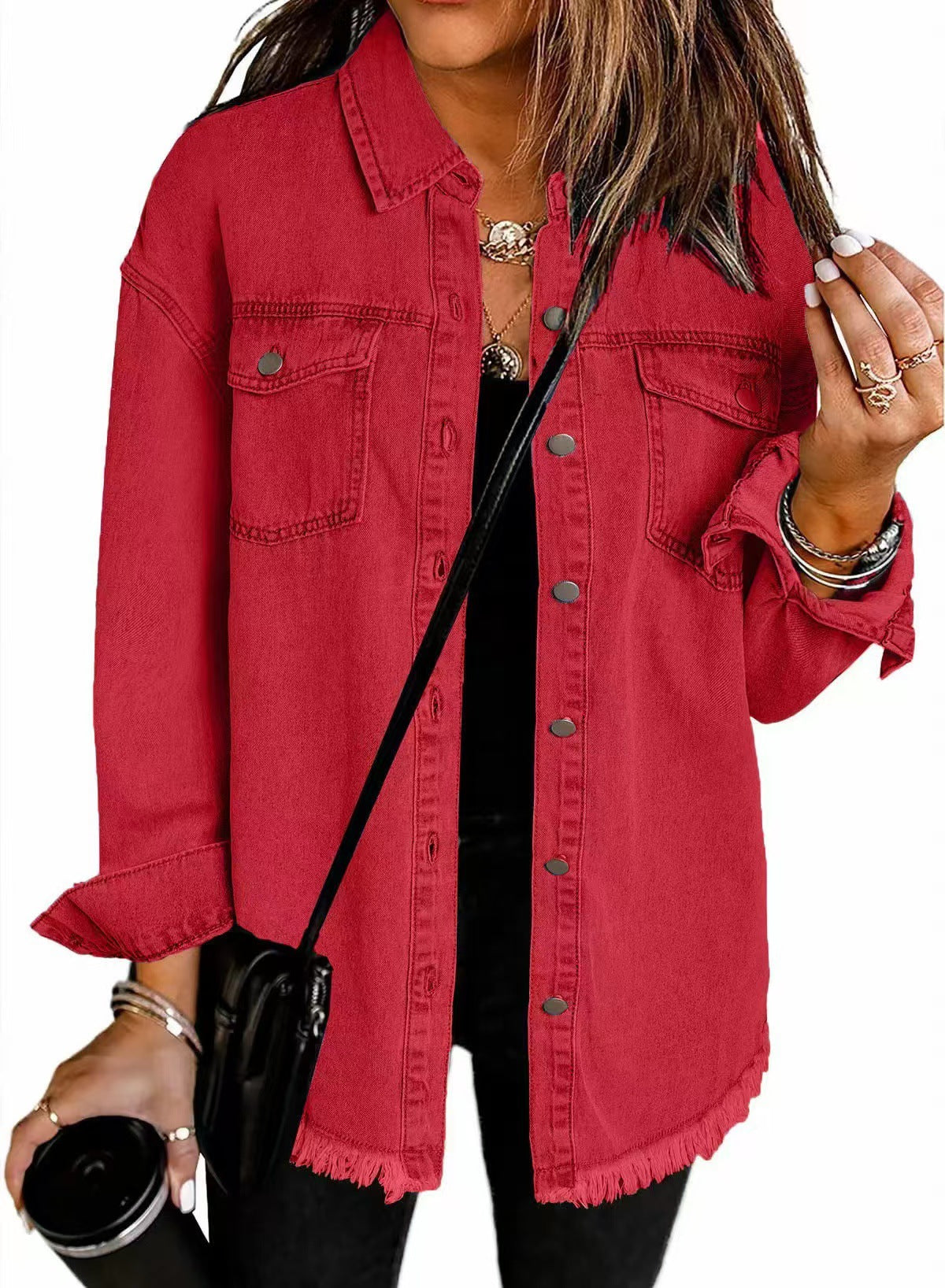 Chaqueta Camisera de Mezclilla Relajada para Mujer