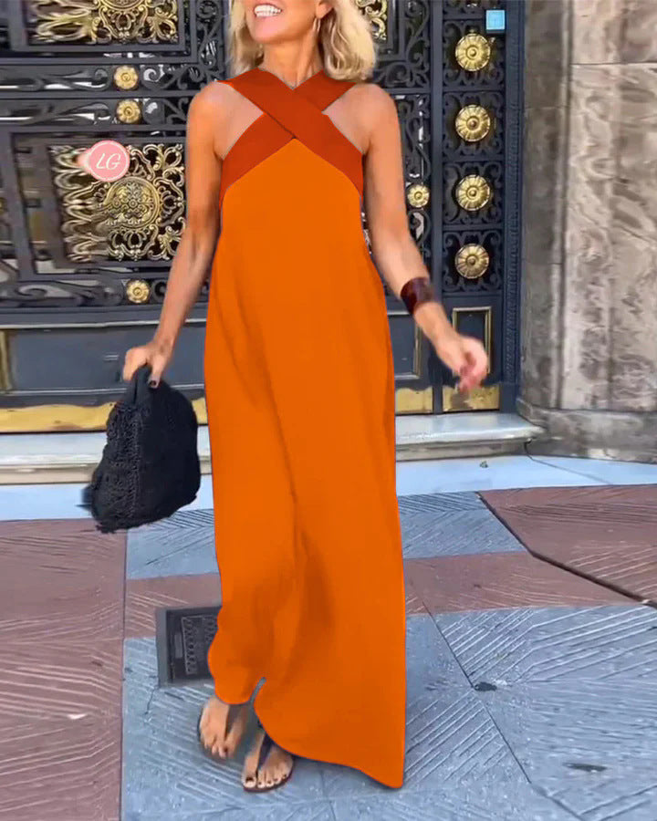 Vestido Largo sin Mangas con Tirantes Cruzados para Mujer
