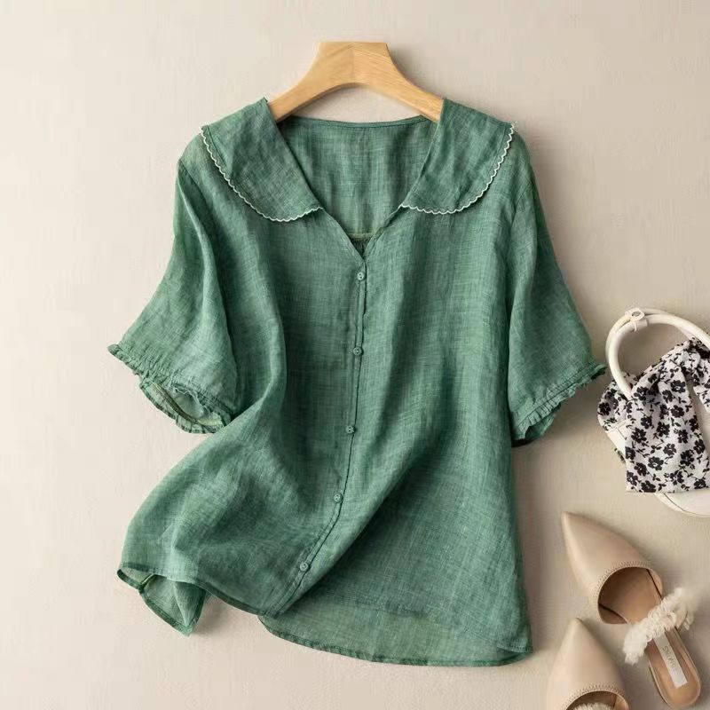 Blusa Retro de Ramio para Mujer