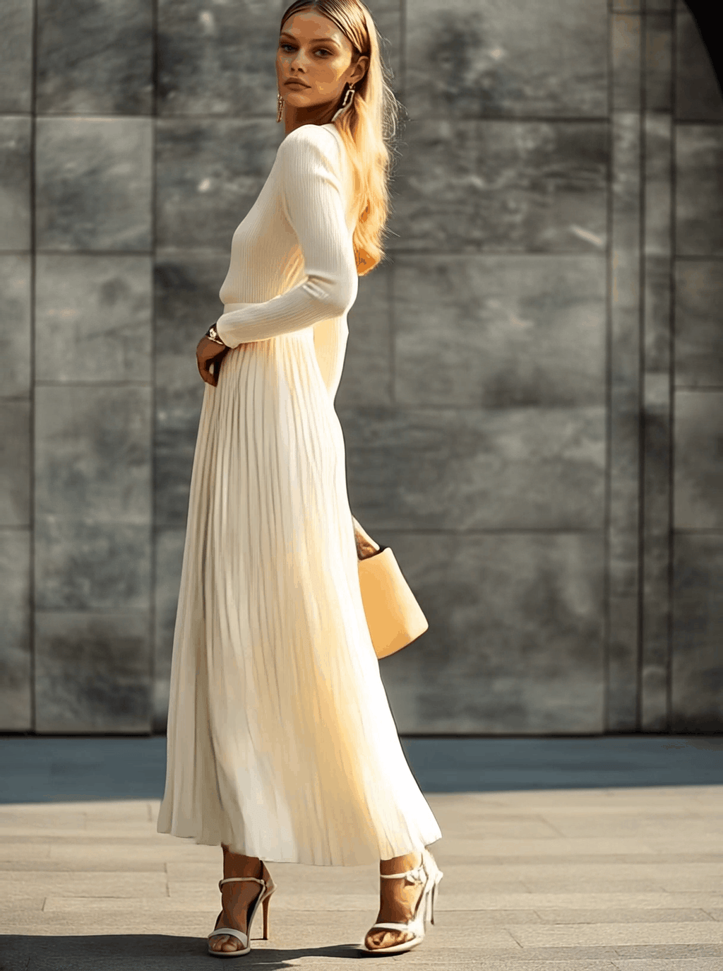 Vestido Maxi con Diseño Plisado para Mujer