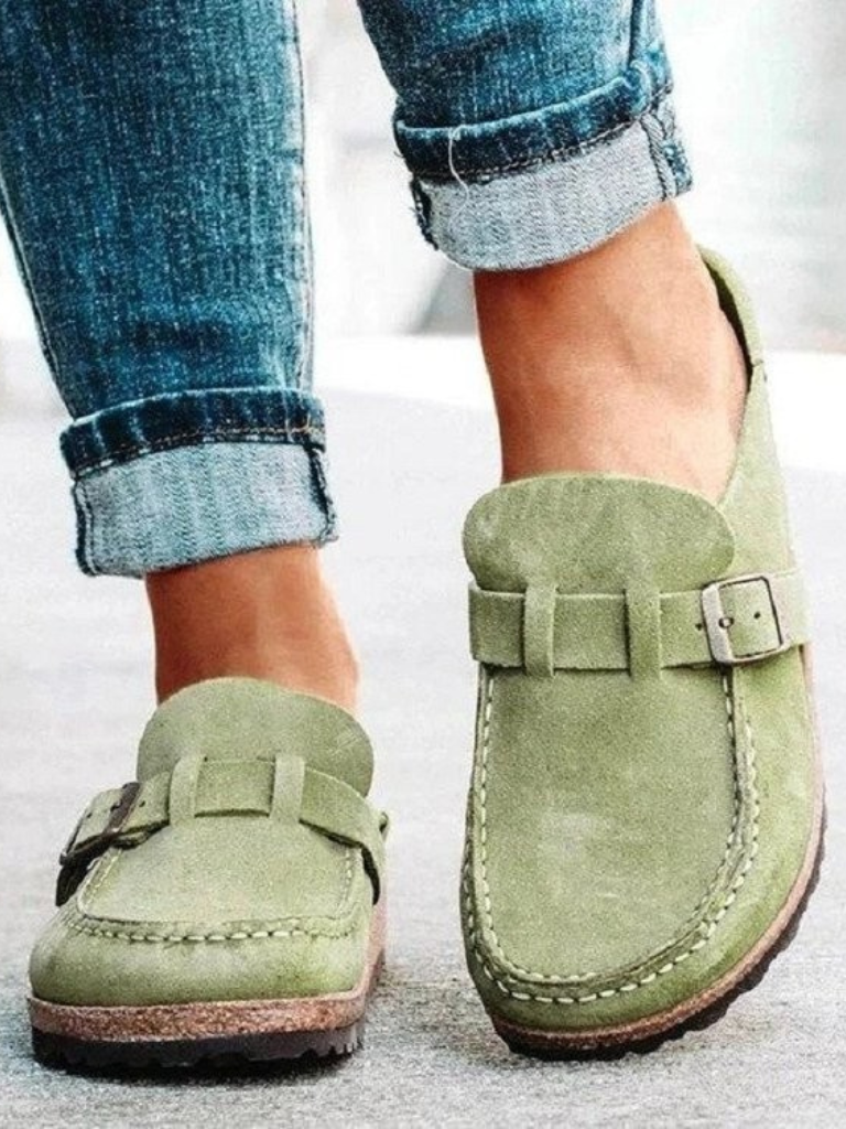 Mocasines de Material Sintético con Hebilla Ajustable para Mujer