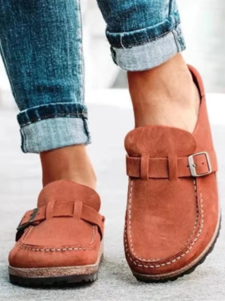 Mocasines de Material Sintético con Hebilla Ajustable para Mujer