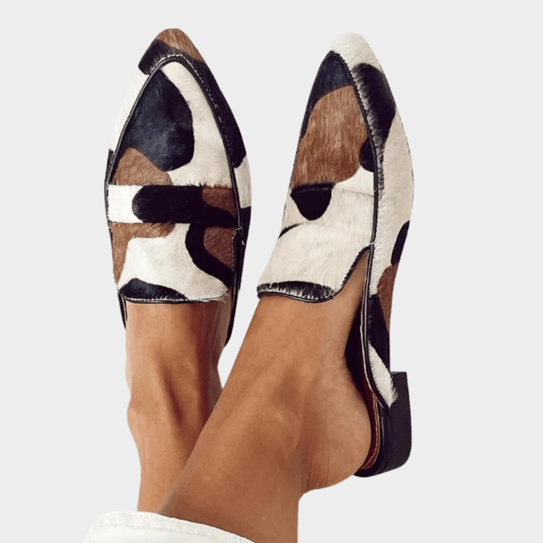 Mocasin con Punta Afilada y Estampado Animal para Mujer