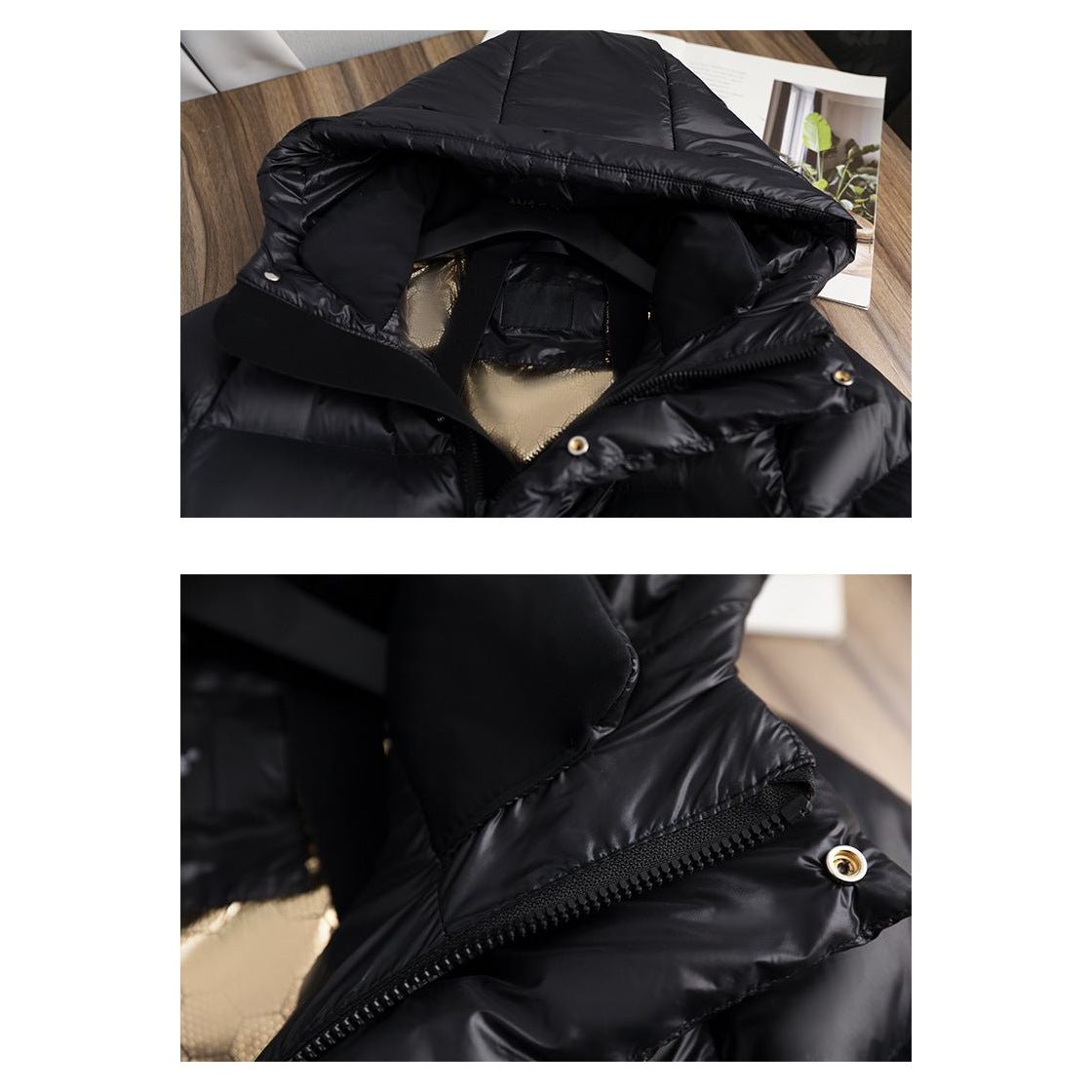 Abrigo Puffer Largo con Capucha para Mujer