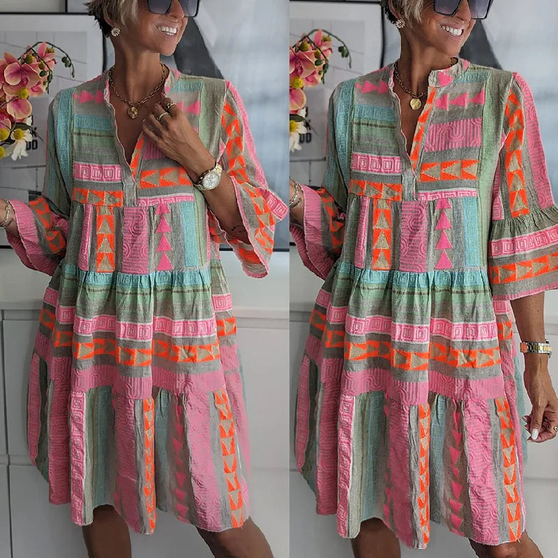 Vestido Primaveral de Manga Tres Cuartos para Mujeres