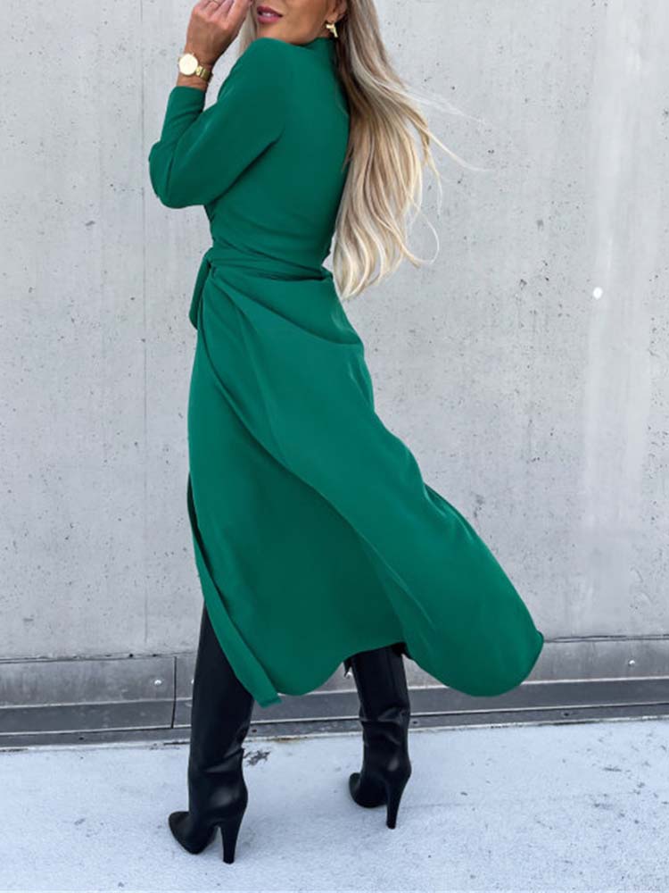 Vestido camisero largo manga larga para mujer