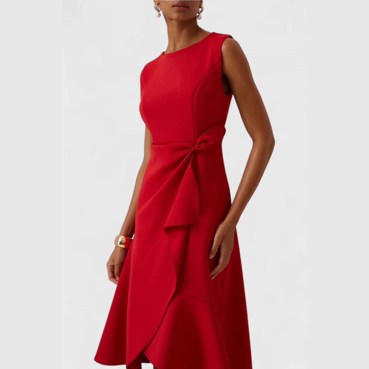 Vestido Midi Drapeado Asimétrico para Mujer
