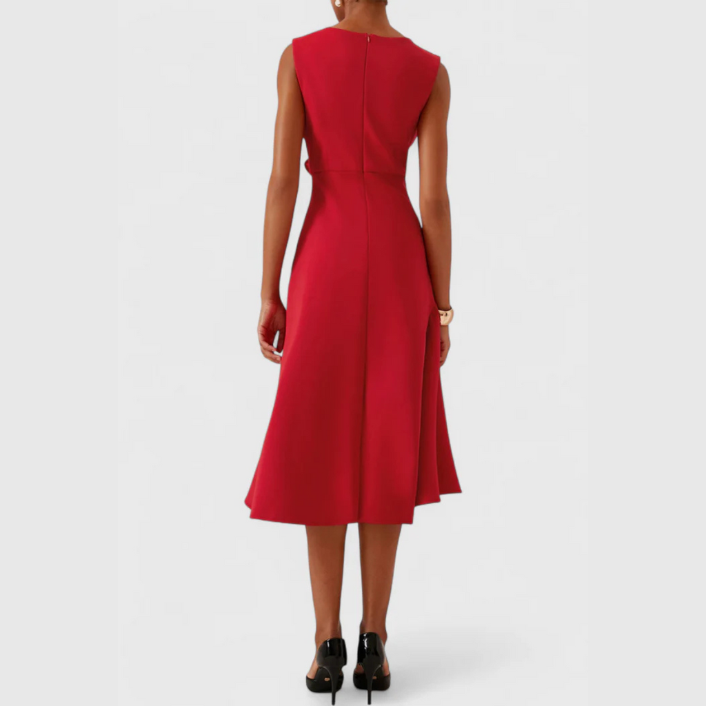 Vestido Midi Drapeado Asimétrico para Mujer