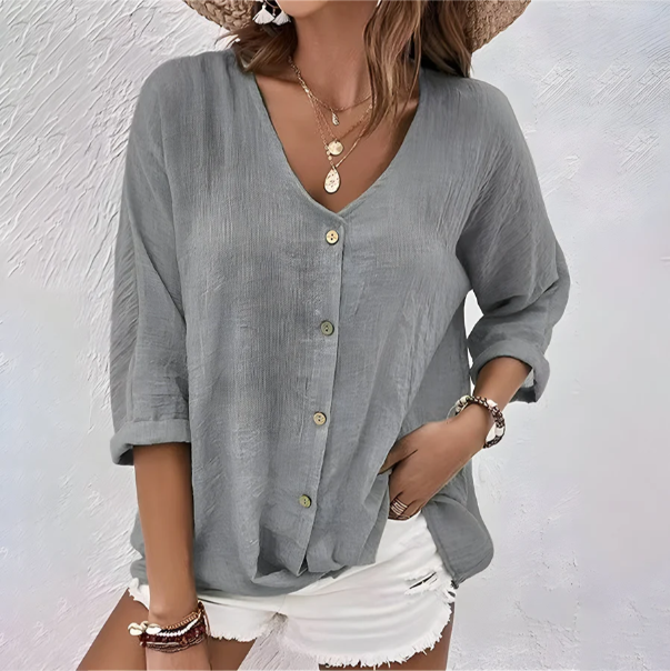 Blusa holgada con botonadura para Mujeres