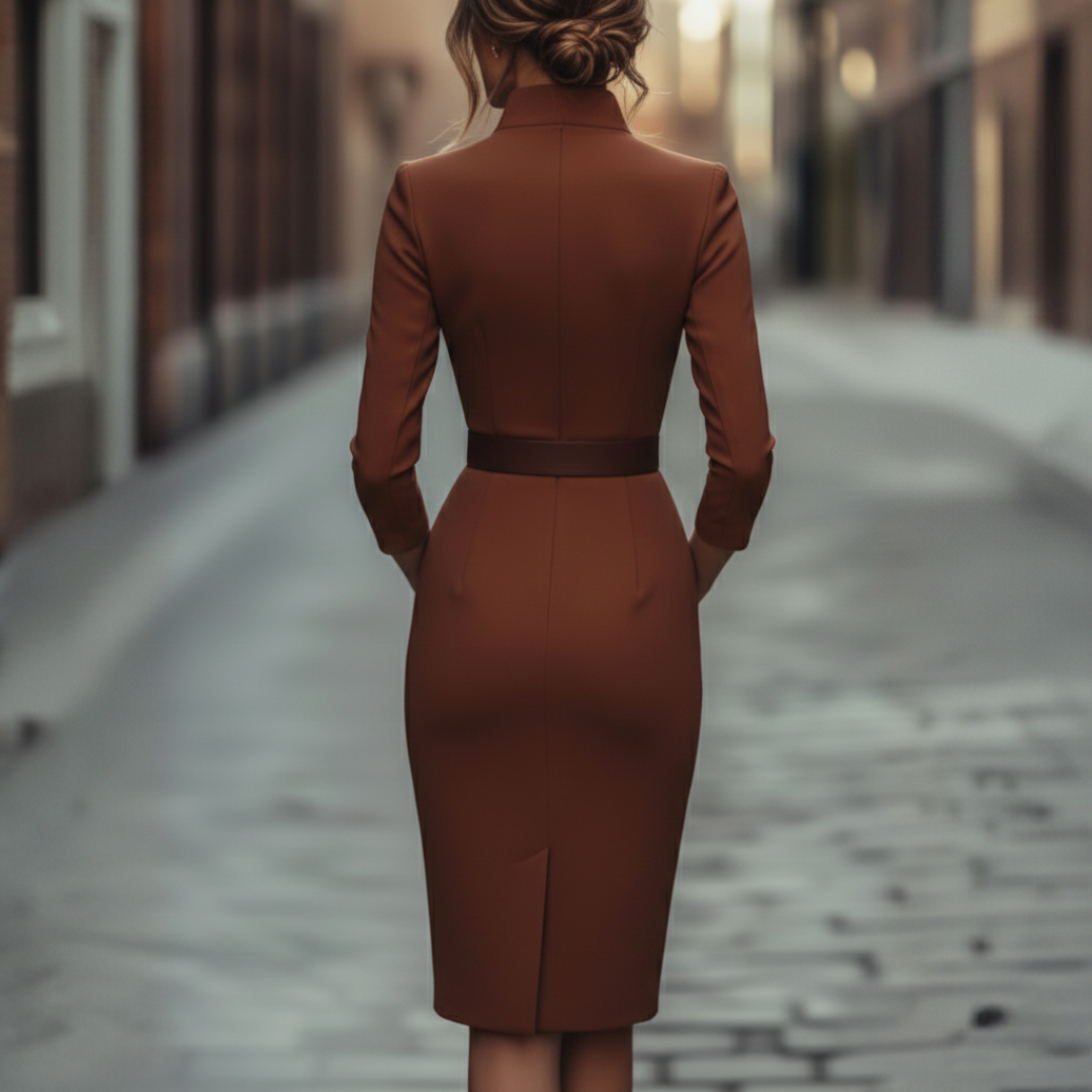 Vestido Midi con Cinturón para Mujeres