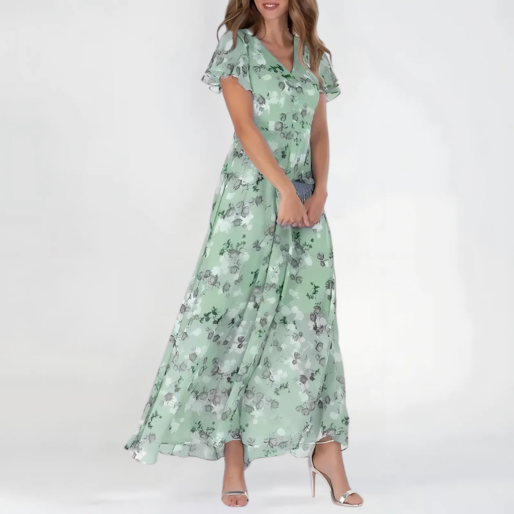 Vestido Largo de Chiffon con Estampado Floral para Mujer