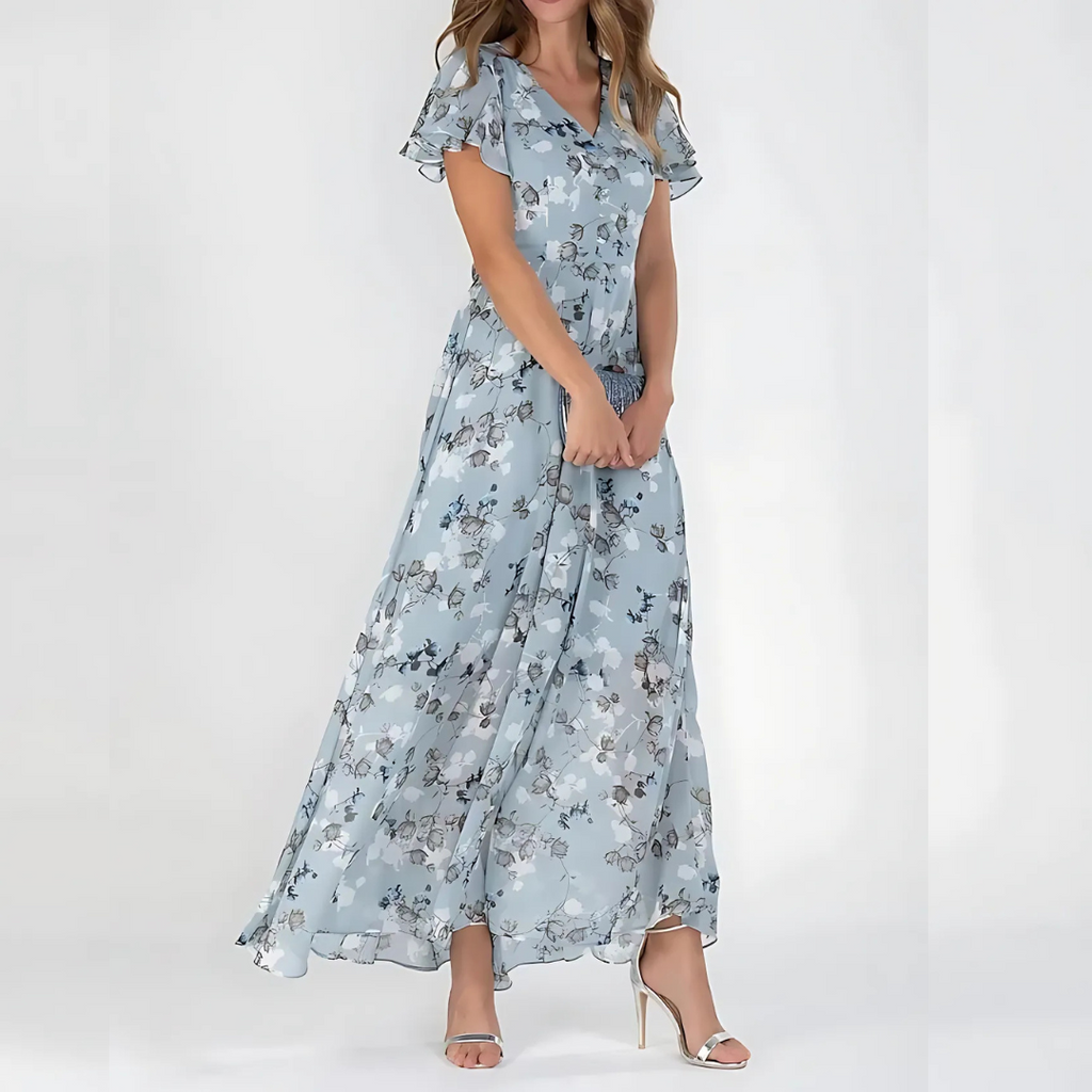 Vestido Largo de Chiffon con Estampado Floral para Mujer