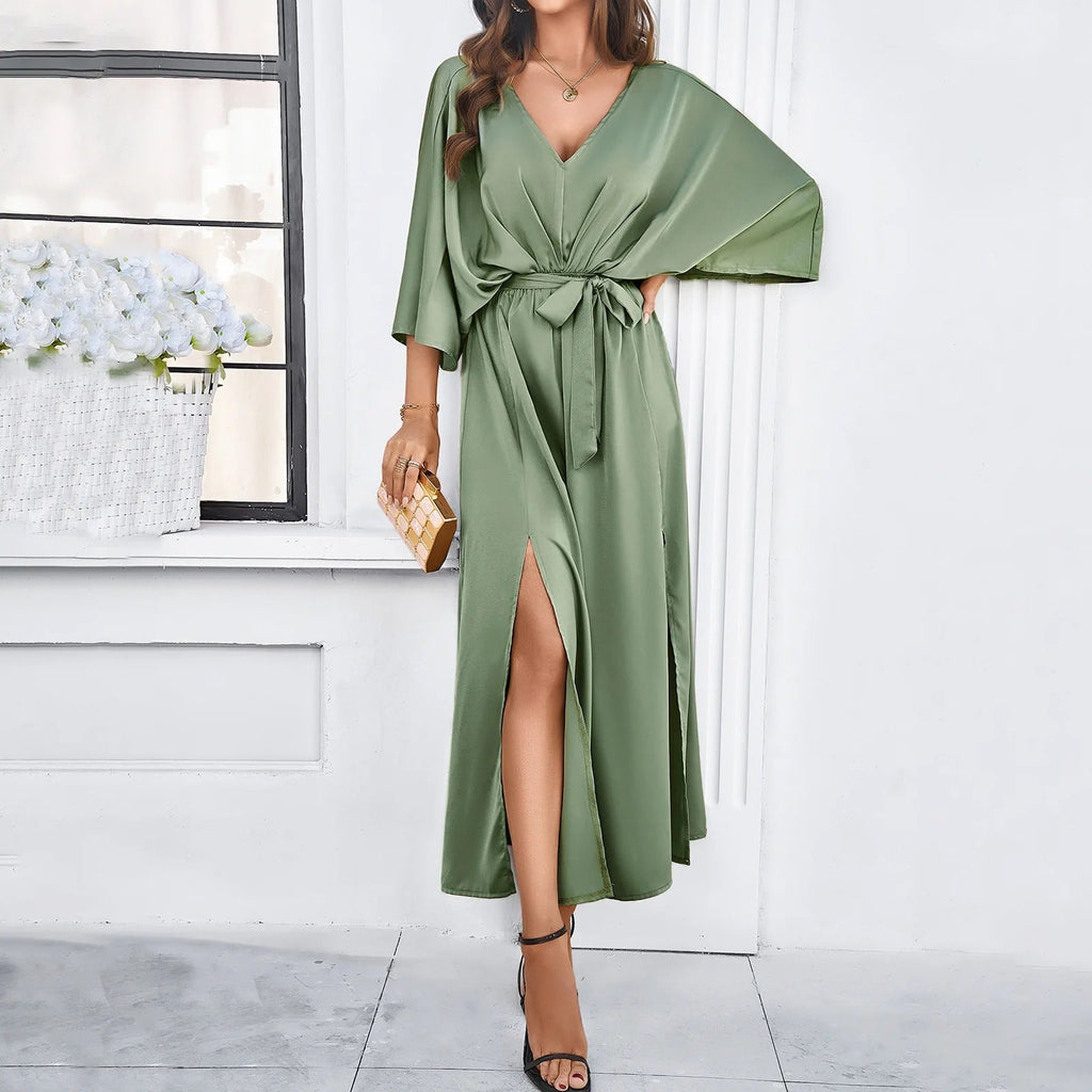 Vestido Midi V-Cuello para Mujer