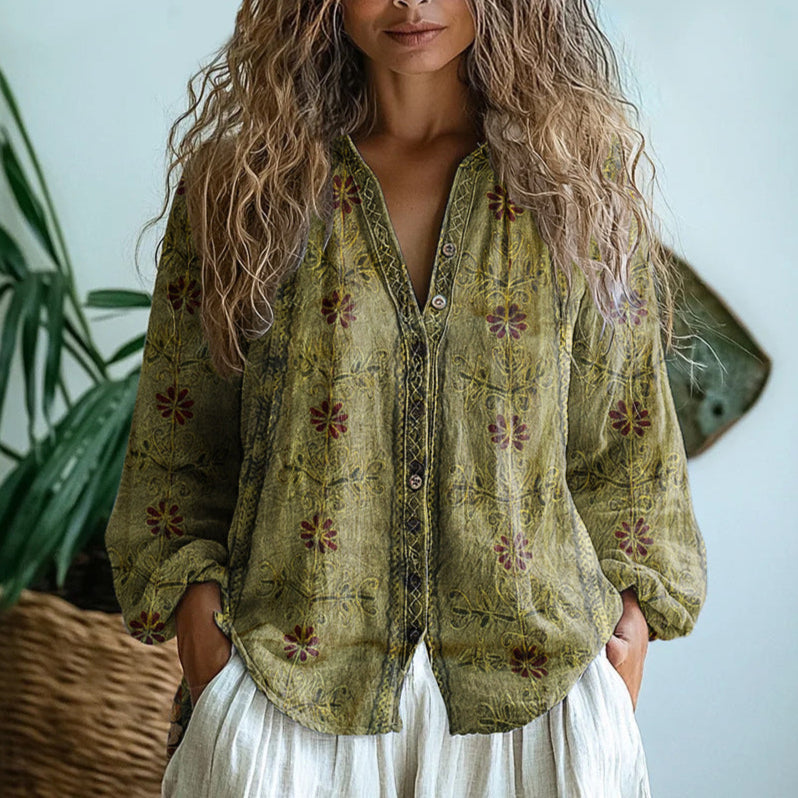 Blusa Estampada de Hojas para Mujer | Ideal para el Día a Día