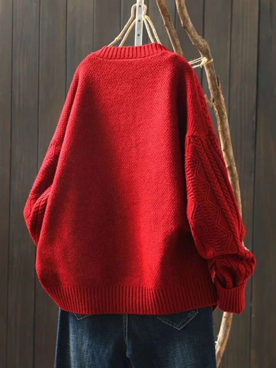 Chunky Oversized Cable Knit Cardigan with Button Front for Women