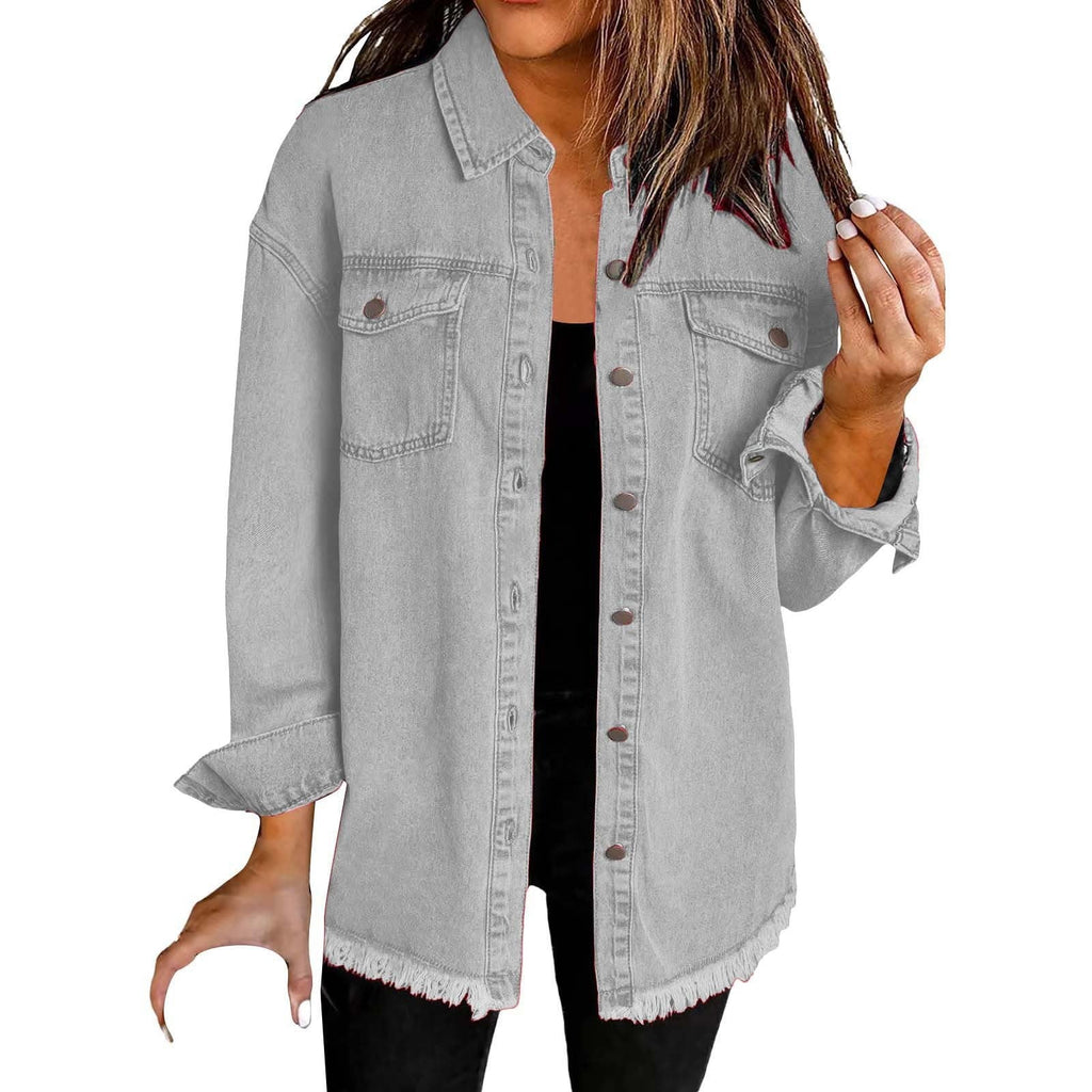 Chaqueta Camisera de Mezclilla Relajada para Mujer