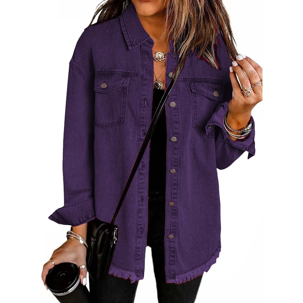 Chaqueta Camisera de Mezclilla Relajada para Mujer