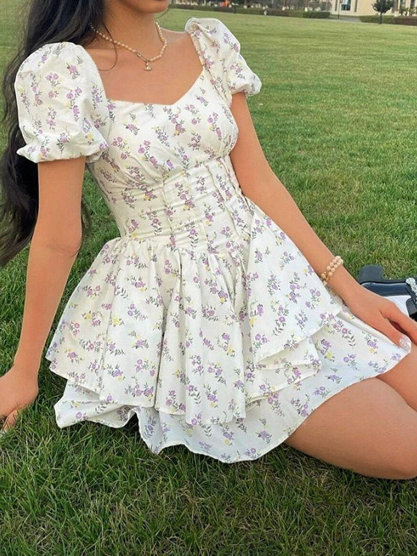 Vestido Mini de Cuello Cuadrado para Mujer