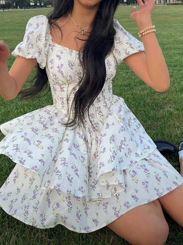 Vestido Mini de Cuello Cuadrado para Mujer