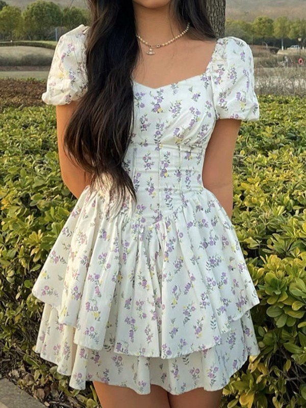 Vestido Mini de Cuello Cuadrado para Mujer
