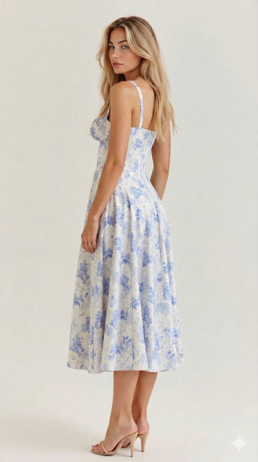 Vestido Midi Estampado con Tirantes para Mujer
