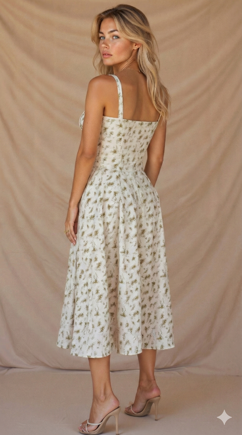 Vestido Midi Estampado con Tirantes para Mujer
