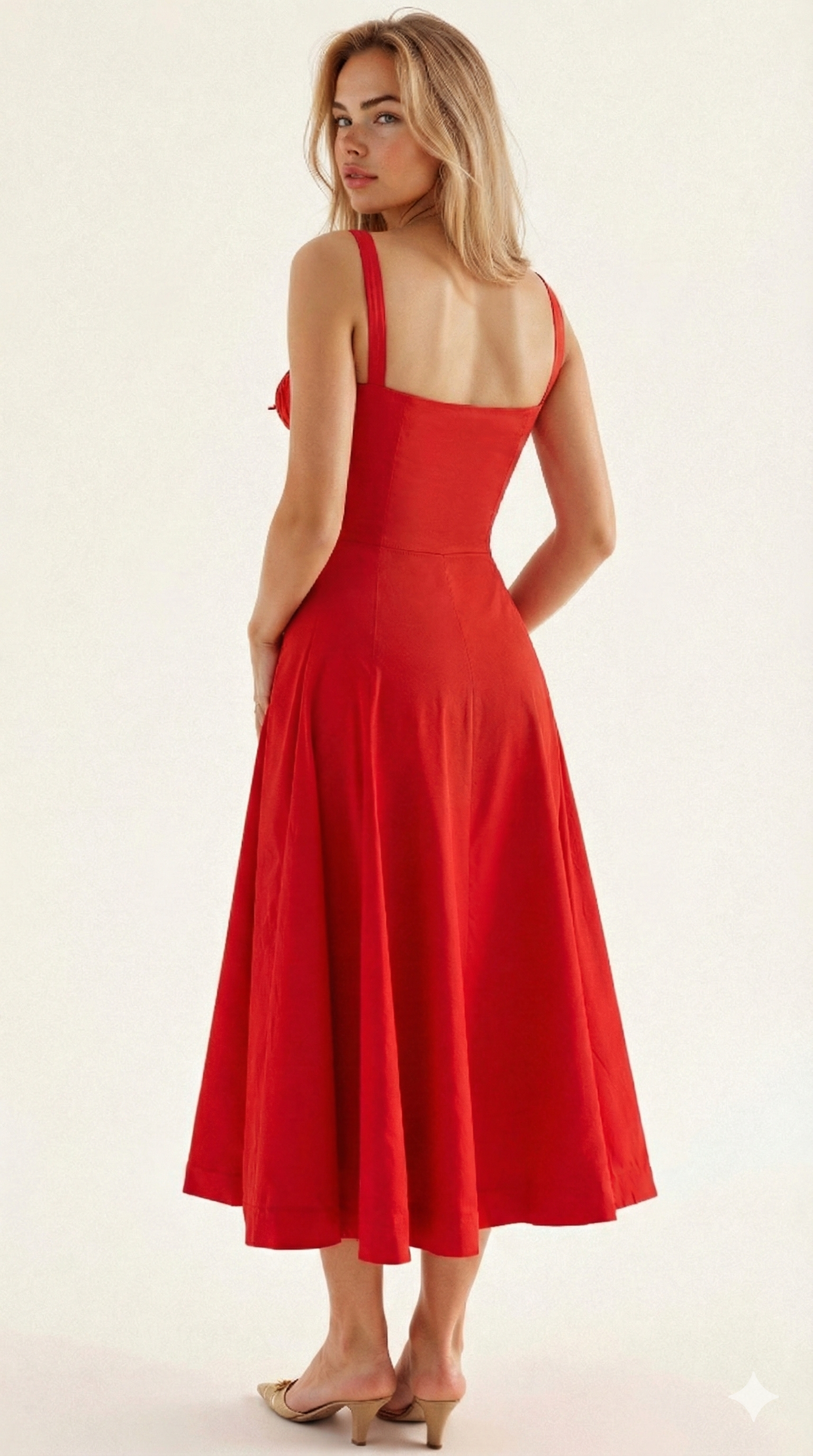 Vestido Midi Estampado con Tirantes para Mujer