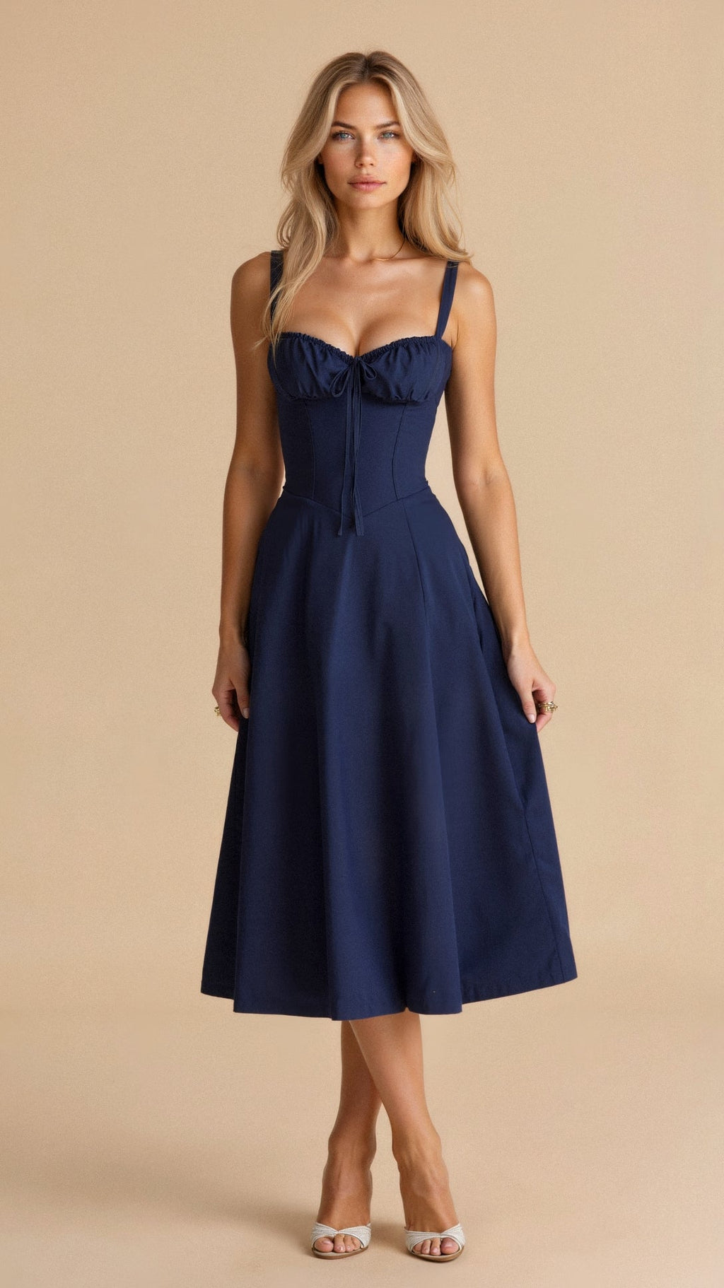 Vestido Midi Estampado con Tirantes para Mujer