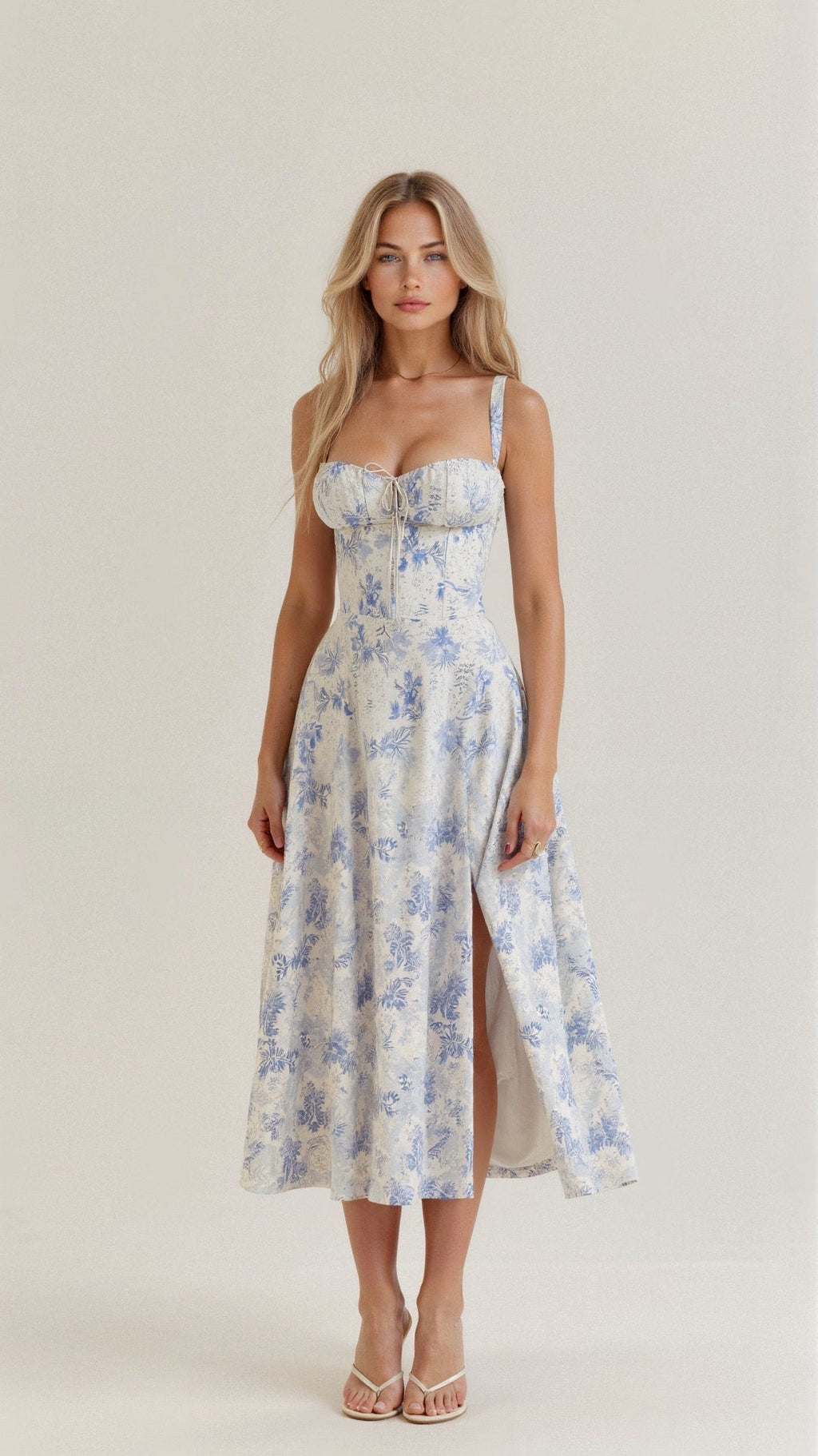 Vestido Midi Estampado con Tirantes para Mujer