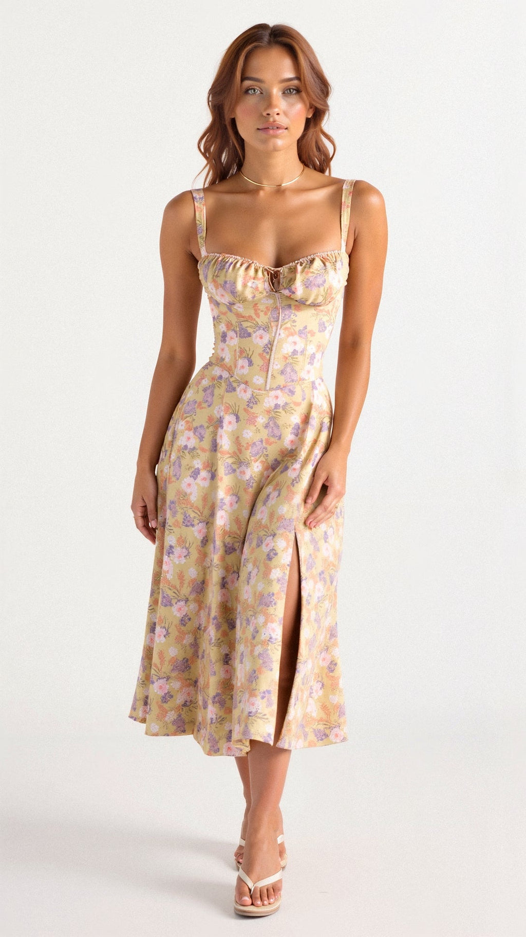 Vestido Midi Estampado con Tirantes para Mujer