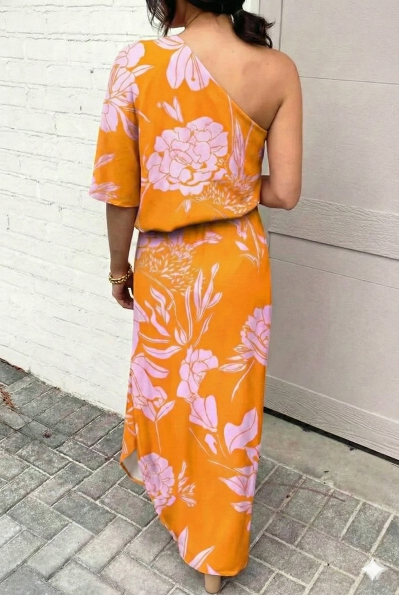 Vestido de Fiesta para Mujer de Corte Asimétrico con Estampado Floral