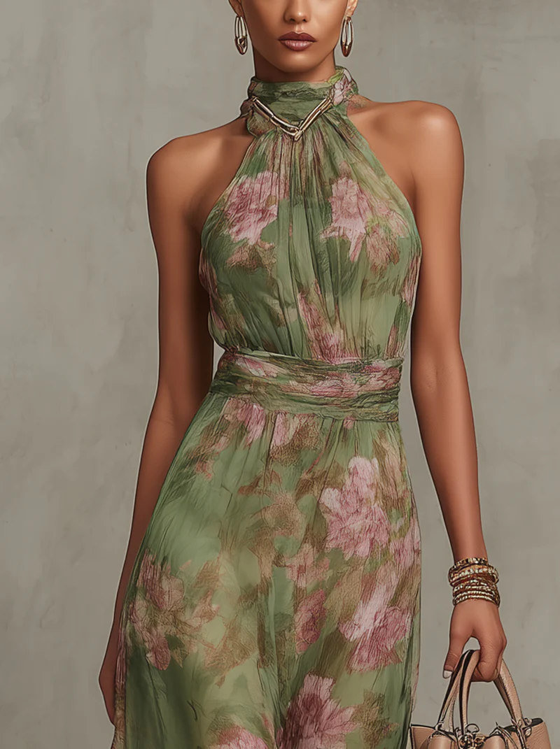 Vestido Largo con Estampado Floral para Mujer