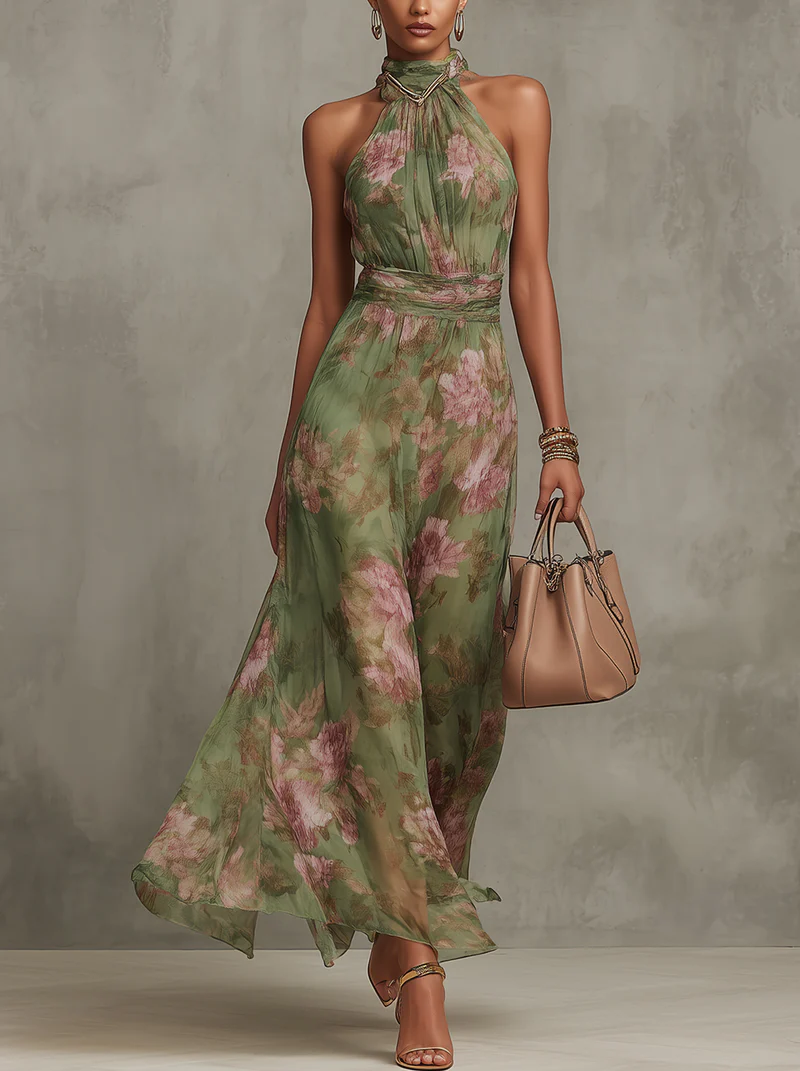 Vestido Largo con Estampado Floral para Mujer