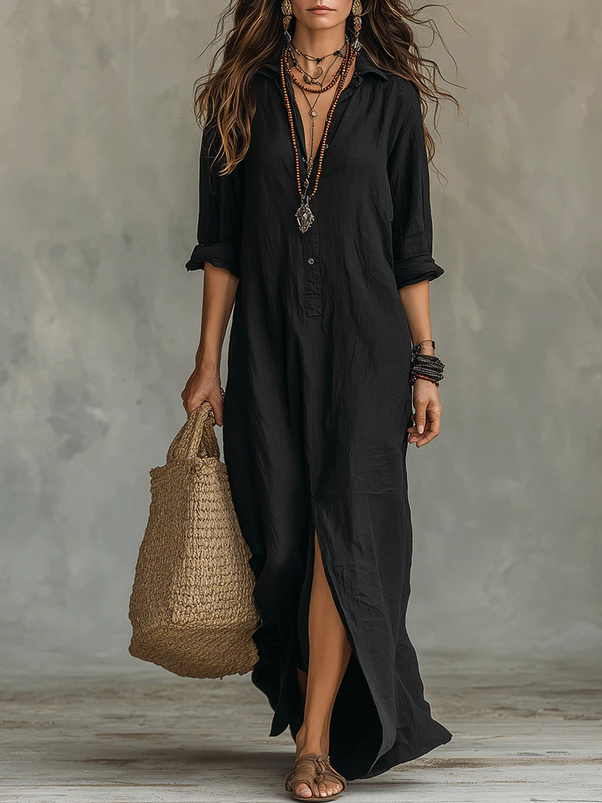 Vestido Maxi con Botones para Mujer