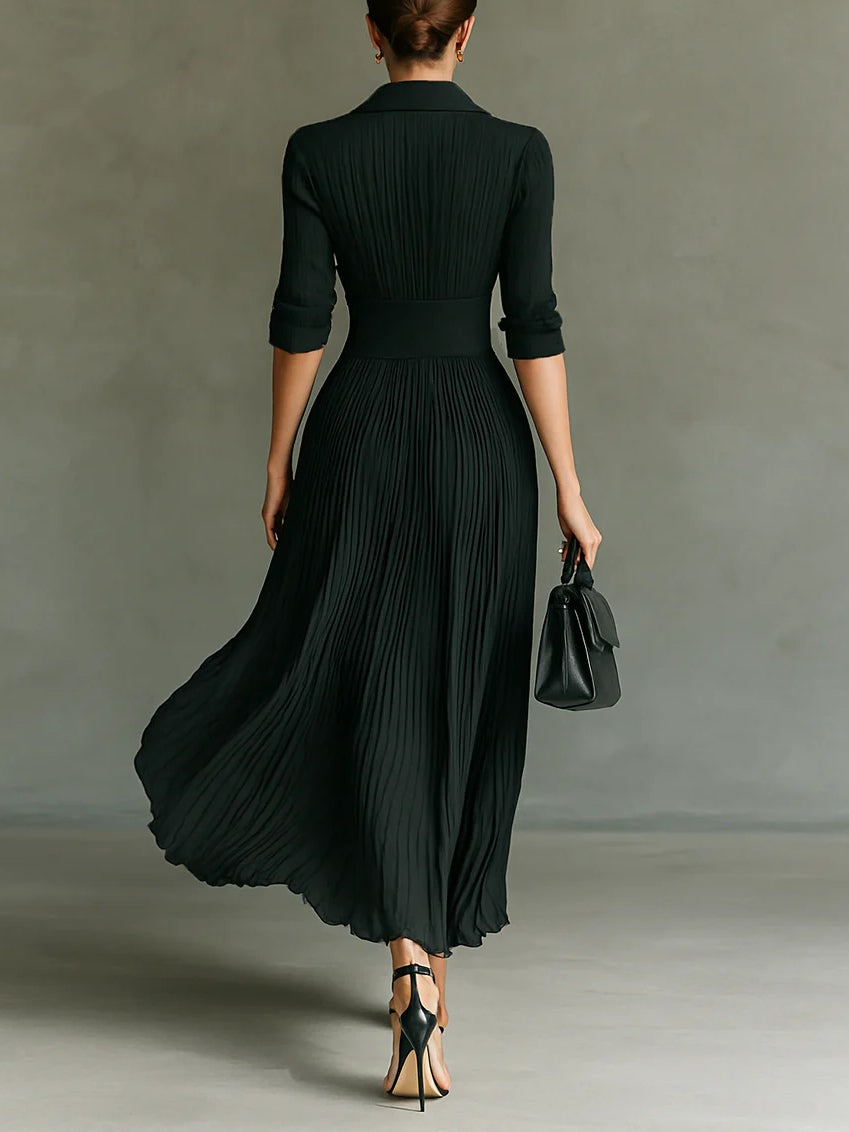 Vestido Elegante con Cintura Plisada para Mujer