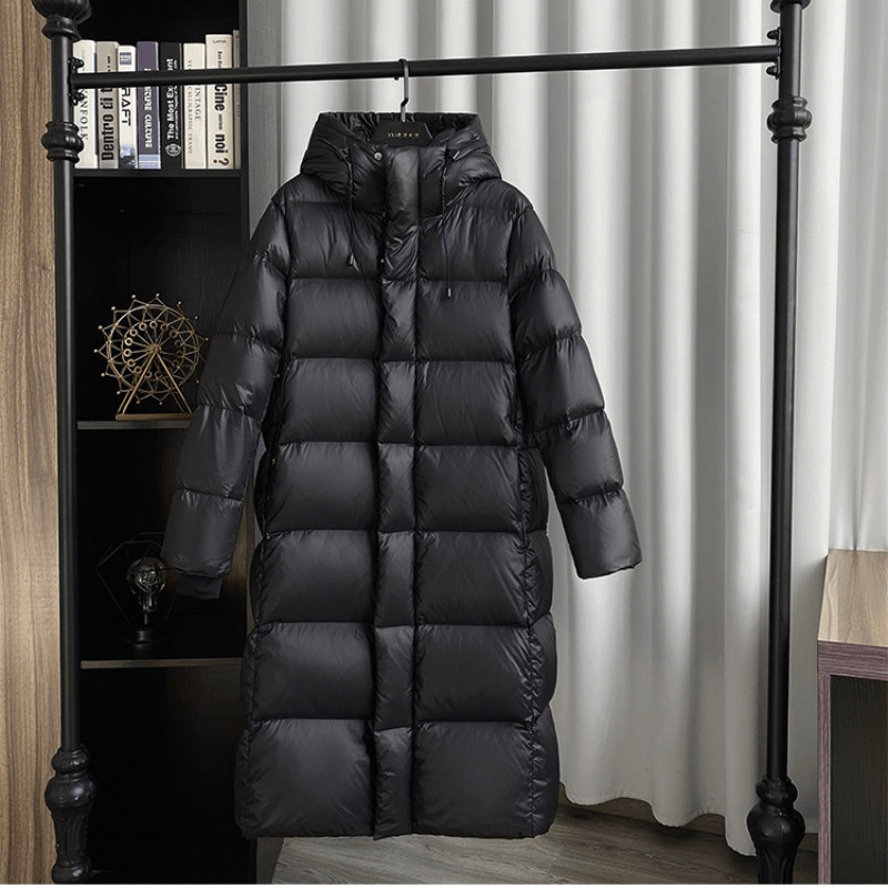 Abrigo Puffer Largo con Capucha para Mujer