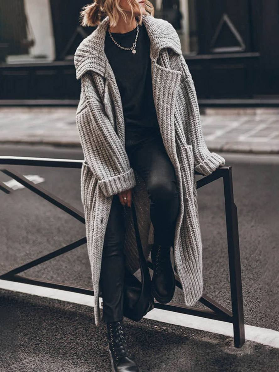 Chunky Knit Oversized Duster Cardigan with Open Front for Women