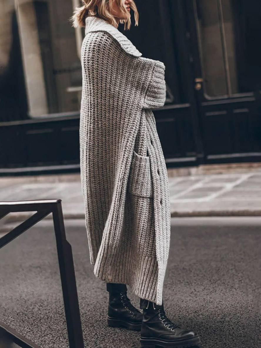 Chunky Knit Oversized Duster Cardigan with Open Front for Women
