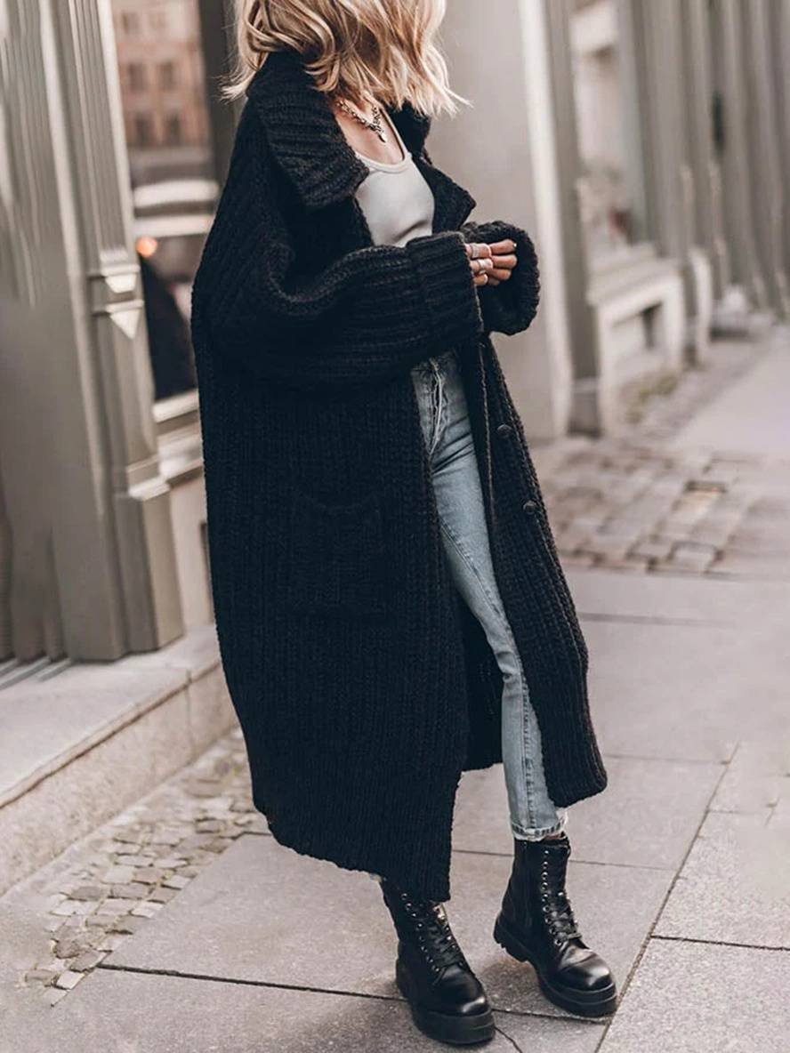 Chunky Knit Oversized Duster Cardigan with Open Front for Women