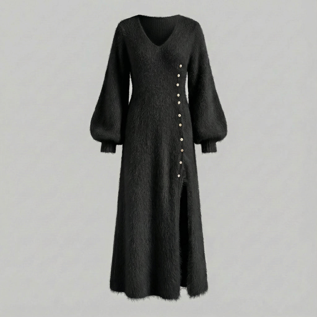 V Neck Maxi Sweater Dress for Women